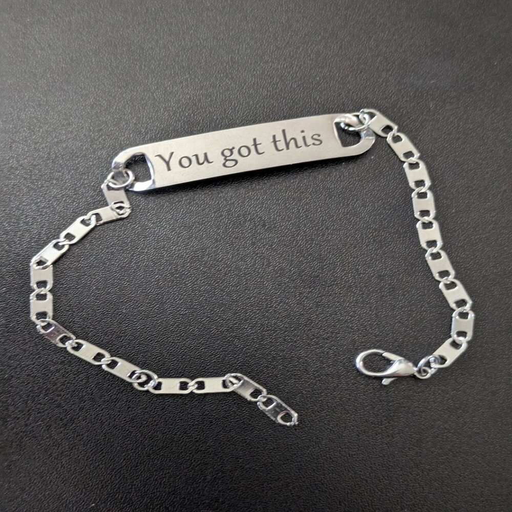 Motivational Stainless-Steel Bracelet - You Got This - Adjustable 7 Inches